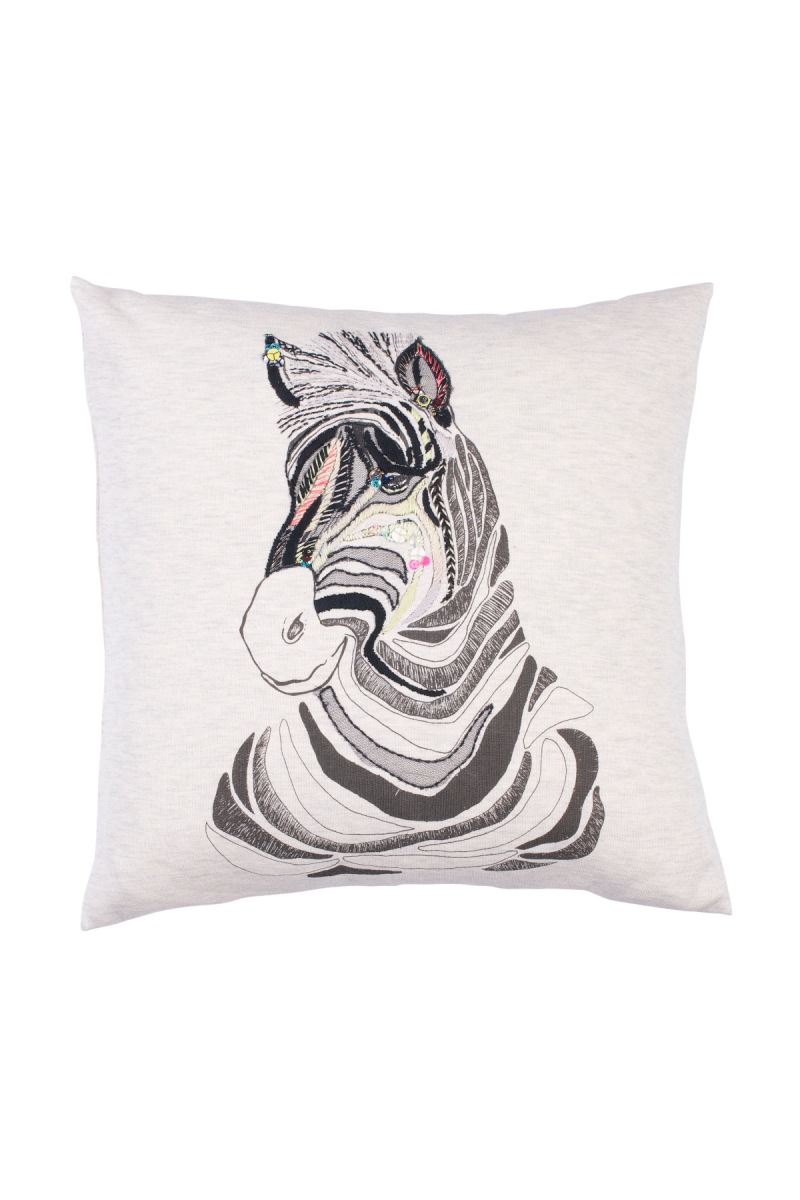  Soft Gallery  Pillow Zebra w. Emb. - Dark Cream Melange