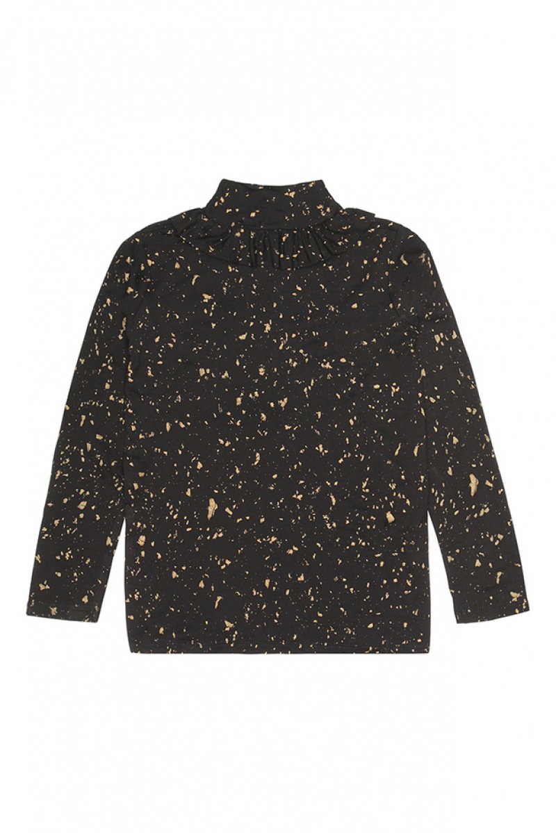  Soft Gallery  Fayenne Top, Jet Black, AOP Flakes Gold