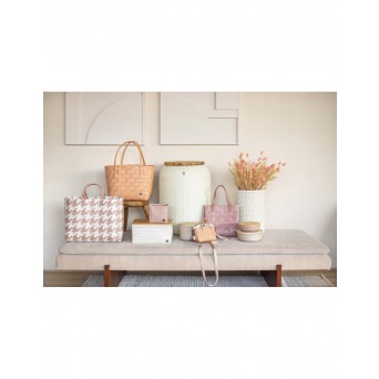  Handed By Mayfair Grand- Shopper with champagne pattern size L with short PU Handles, copper blush