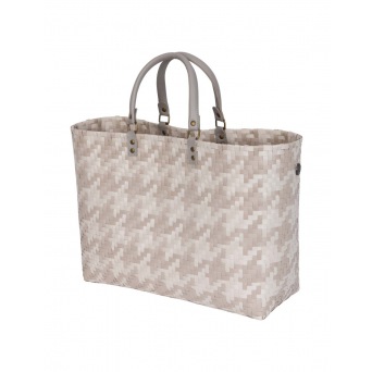  Handed By Mayfair Grand- Shopper with champagne pattern size L with short PU Handles, pale grey