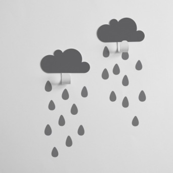  TRESXICS Wall hanger 2 clouds   20 rain drops, grey